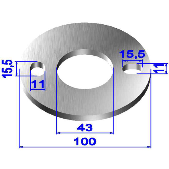 Ronde gelocht, Größe Ø 100 x 6 mm mit Mittelloch Ø 43 mm Edelstahl V2A Ronde gelocht, Größe Ø 100 x 6 mm mit Mittelloch Ø 43 mm Edelstahl V2A