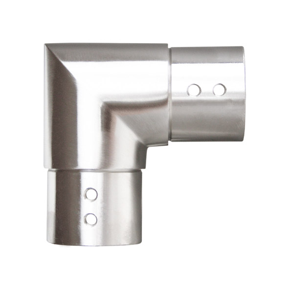 Rohrverbinder horizontal mit 90° Winkel für Glasleistennutrohr Ø 48,3 mm Edelstahl V2A