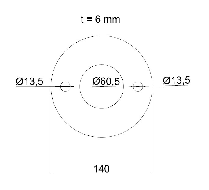 Ronde gelocht, Größe Ø 140 x 6 mm mit Mittelloch Ø 60,5 mm B-WARE