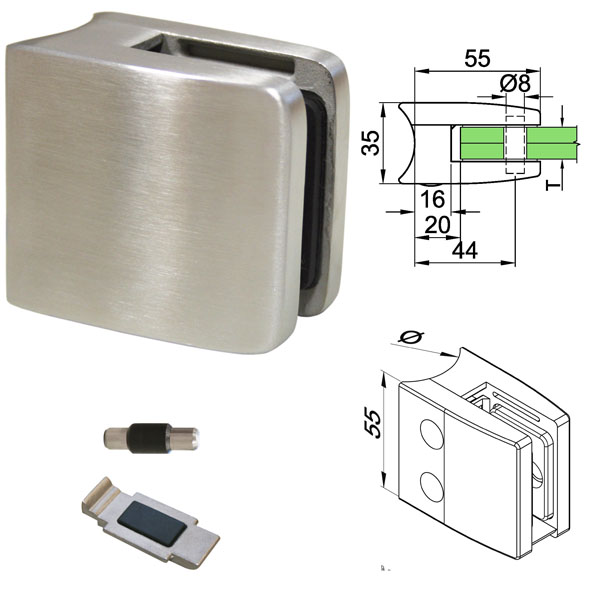 Glasklemme Modell 06 für Rohr Ø 42,4 mm  Edelstahl V2A