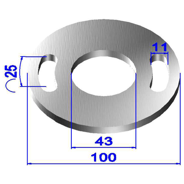 Ronde gelocht, Größe Ø 100 x 6 mm mit Mittelloch Ø 43 mm Edelstahl V2A Ronde gelocht, Größe Ø 100 x 6 mm mit Mittelloch Ø 43 mm Edelstahl V2A