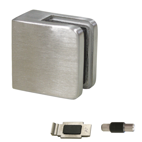 Glasklemme Modell 11 flacher Anschluss Edelstahlfinish