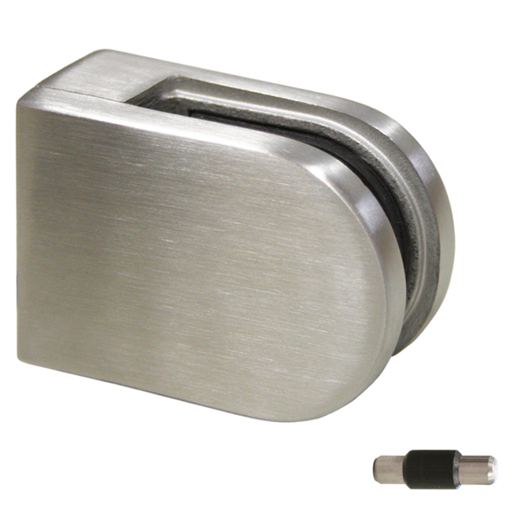 Glasklemme Modell 02 flacher Anschluss Edelstahlfinish