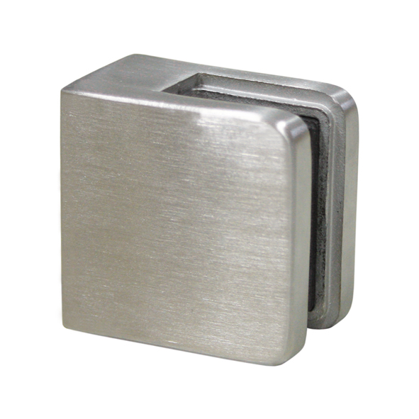 Glasklemme Modell 01 flacher Anschluss Edelstahlfinish