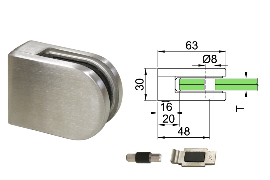 Glasklemme Modell 15 flacher Anschluss Edelstahl V2A