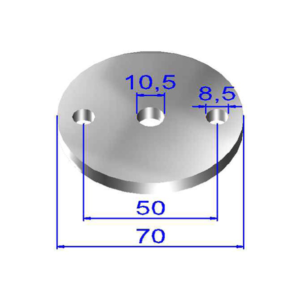 Ronde gelocht, Größe Ø 70 x 6 mm mit Mittelloch Ø 10,2 mm Edelstahl V2A Ronde gelocht, Größe Ø 70 x 6 mm mit Mittelloch Ø 10,2 mm Edelstahl V2A