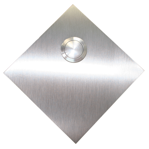 Klingel Modell "Manhatten" mit Gravur und LED Drücker weiss Edelstahl V2A