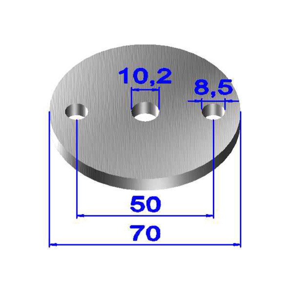 Ronde gelocht, Größe Ø 70 x 6 mm mit Mittelloch Ø 10,2 mm Edelstahl V2A Ronde gelocht, Größe Ø 70 x 6 mm mit Mittelloch Ø 10,2 mm Edelstahl V2A