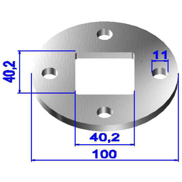 Ronde gelocht, Größe Ø 100 x 6 mm mit Mittelloch 40 x 40 mm Edelstahl V2A Ronde gelocht, Größe Ø 100 x 6 mm mit Mittelloch 40 x 40 mm Edelstahl V2A