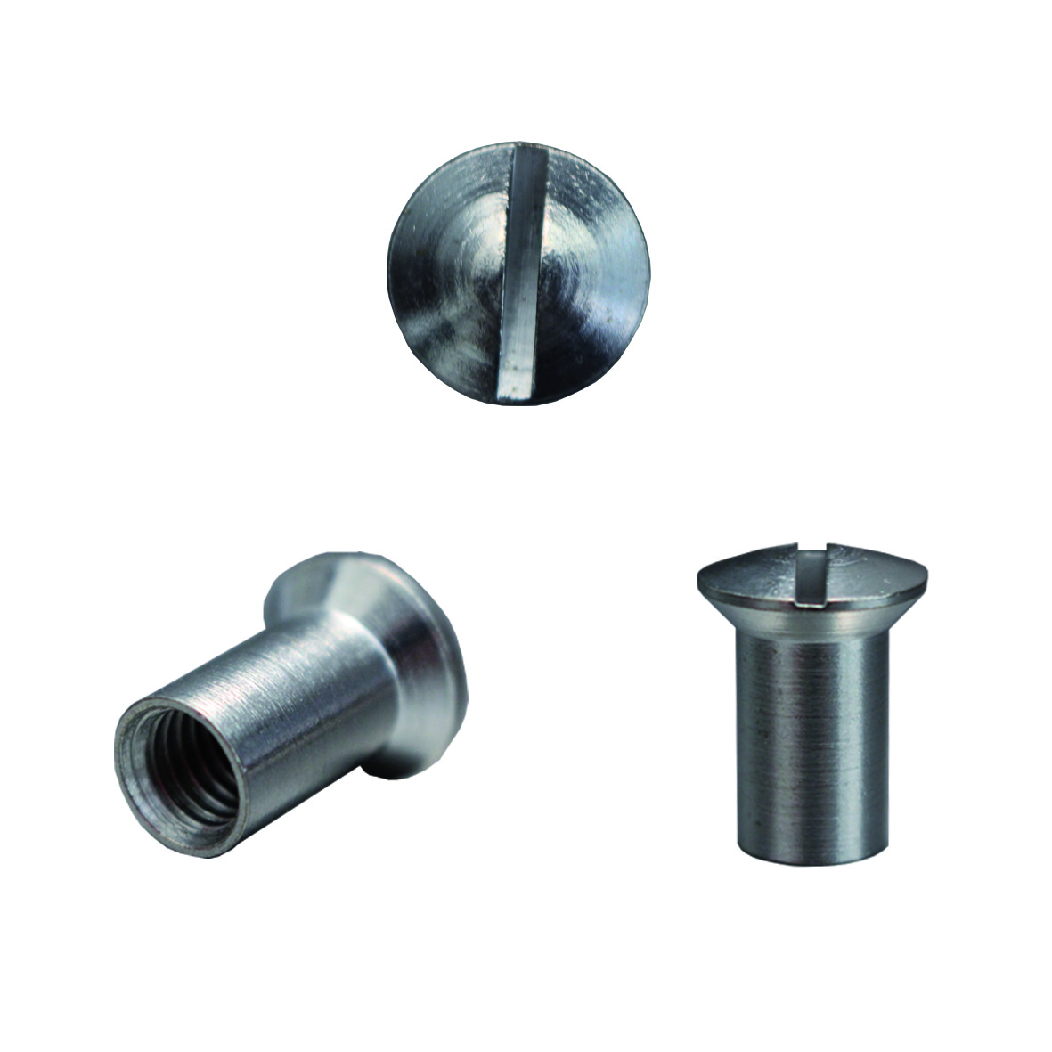 Hülsenmuttern M5 x 15 mm Edelstahl V2A, 100 Stück Art. 9061 Linsenkopf Schlitz