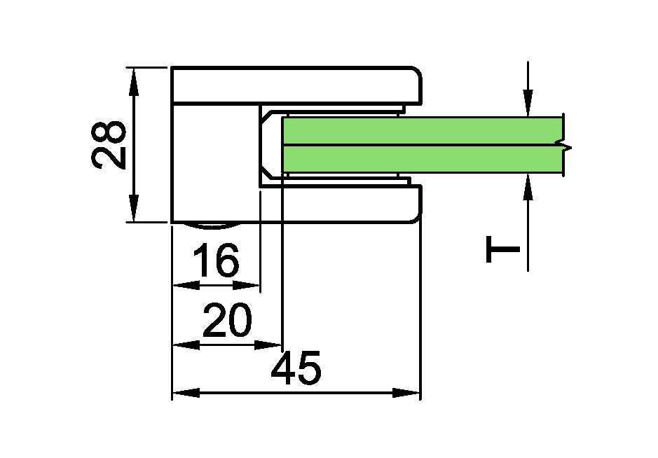 Glasklemme Modell 01 flacher Anschluss Edelstahl V2A