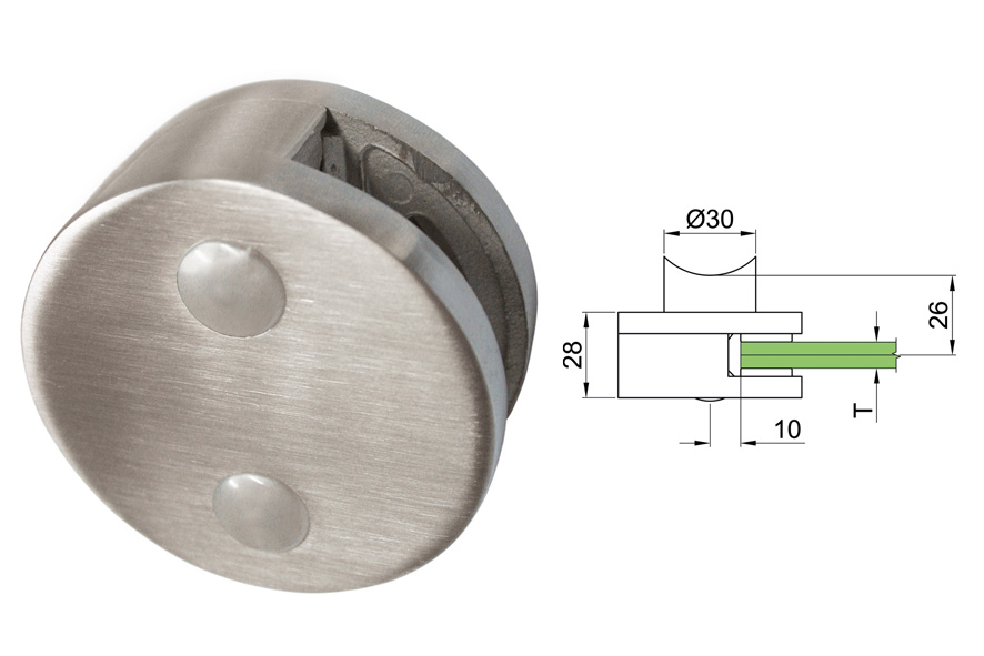 Glasklemme Modell 08 für Rohr Ø 48,3 mm Edelstahl V2A
